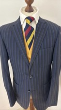M&S Boating Blazer Mens Blue Striped Mod Regatta Cruise Races Size 38”-40”