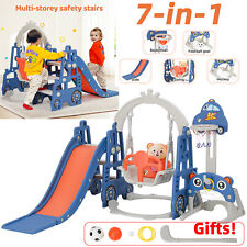 7in1 Kids Garden Swing Slide&Climber Set Toddler Baby In/Outdoor Playground Toy