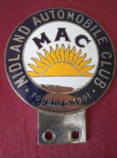 MIDLAND AUTOMOBILE CLUB RARE CAR BADGE ASSOCIATED WITH SHELSEY WALSH IN  1901