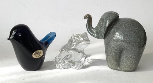 Three vintage glass animals - three,