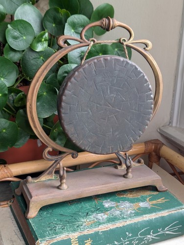 Antique brass dinner gong - brass,
