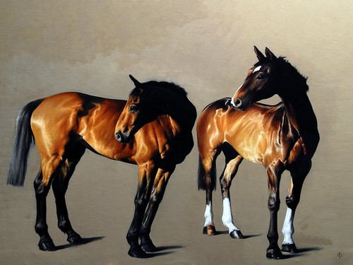 Two horses ara accent tile - horses,
