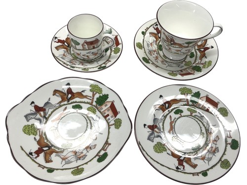 Coalport hunting scene bone - hunting,
