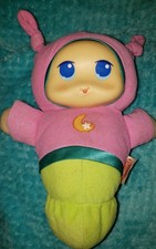 Playskool Lullaby Glow Worm Soft Toy Plush 9" Vinyl Face Pink Green 2009