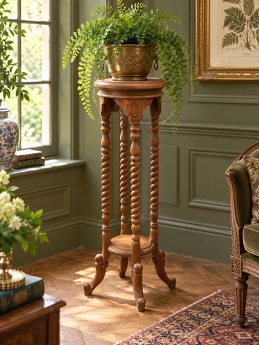 Tall wooden plant stand barley - stand,