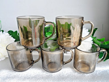 ARCOROC SMOKED GLASS  LARGE TEA / COFFEE MUGS X5