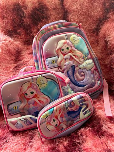 Girls mermaid printed 3pc - mermaid,