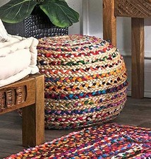 Ottoman Pouffe Cover Braided