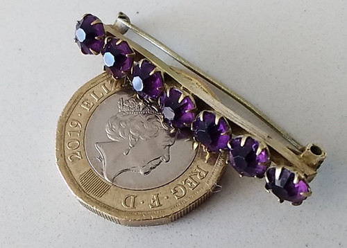 Antique amethyst bar brooch - antique,