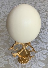 Ostrich egg and gold effect metallic stand 