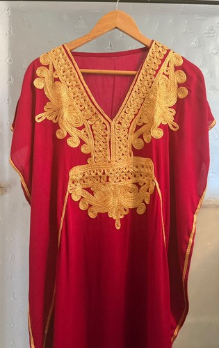 Moroccan kaftan abaya burgundy - moroccan,
