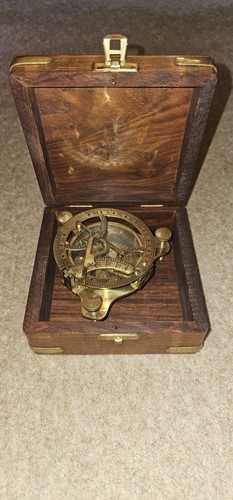 Vintage brass pocket sundial - vintage,