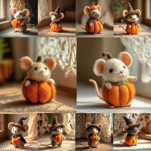 Felt pumpkin mouse - pumpkin, ornaments