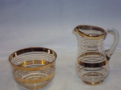 Retro glass gilt band cream - gilt,