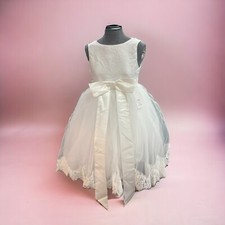 Flower Girl Dress Ivory Lace Dresses Kids Tulle Wedding Guest Bow Front 6-7 Year