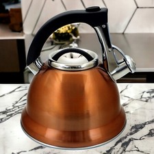 Voche® 3ltr Copper Whistling Stovetop Kettle Stainless Steel Gas Electric Hobs