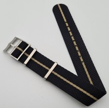 NATO Watch Strap for Tudor BB 58 Blackbay Fiftyeight Single Pass Black Gold 20mm