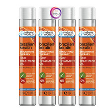 4x Natural World Brazilian Keratin Smoothing Therapy Hair Treatment Oil 25ml