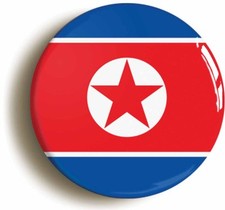 NORTH KOREA COMMUNIST FLAG BADGE BUTTON PIN (Size is 1inch/25mm diameter)