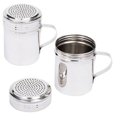 (2) Dredger 10 Oz Stainless Steel Dredge Shaker w/ Handle -Spice Salt Pepper NEW