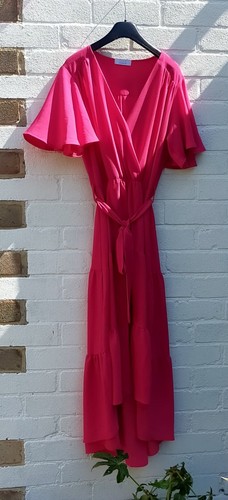 Quiz frilled midi wrap dress - -,