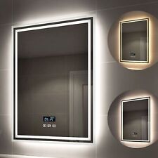 EMKE LED Bathroom Mirror With Bluetooth Shaver Socket Clock Demister 500x700 mm