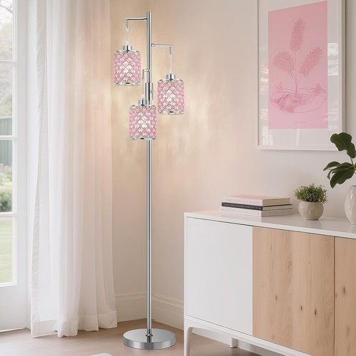 Pink crystal floor lamp - pink,