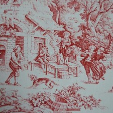 Textiles français Toile de Jouy Fabric (Red)