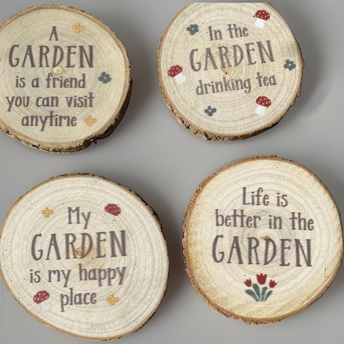 Garden wood slice coaster - garden,