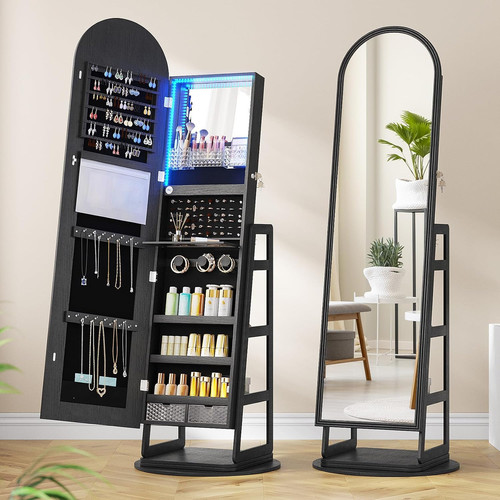 Arched mirror jewelry cabinet - mirror,