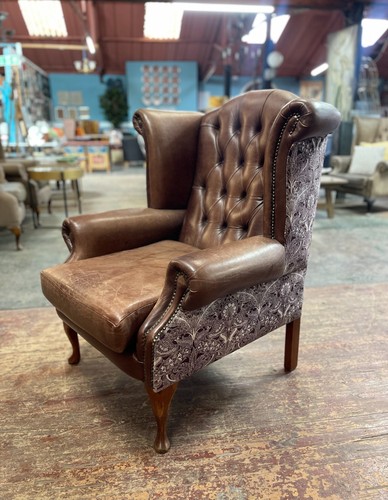 Brown leather wingback