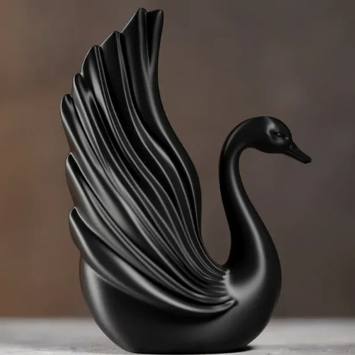 Black swan sculpture - sculpture, ornament