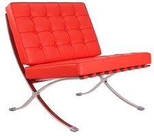 Premium Barcelona Chair Red Mies Van Der Rohe Replica Geniuine Italian Leather