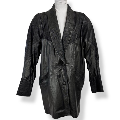 Vintage long black leather - vintage,