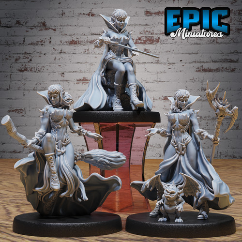 Elf warlock female printed - 3d,