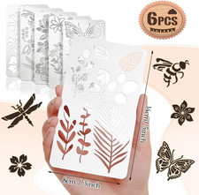 6 Pcs Mixed Metal Stencil Wood Stencil Templates Stencils for Journaling Burn...