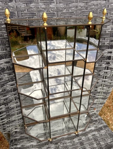 Vintage brass glass mirrored - vintage,
