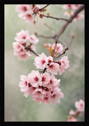 Serene cherry blossom framed - cherry,