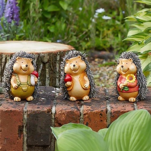 Hedgehog garden ornament 3pc - hedgehog,