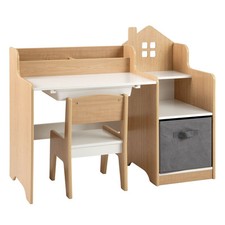 Student Drawing Writing Desk Set Kids Furniture Set-Natural