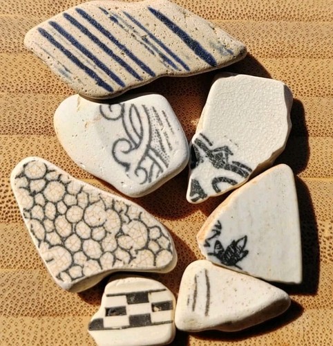 Sea pottery shards beach - sea,