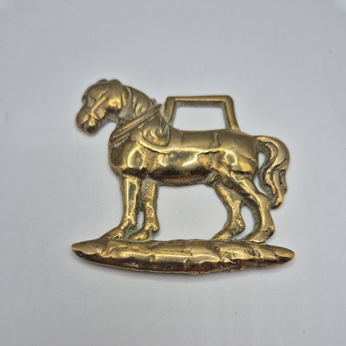 Brass horse medallion vintage - brass,