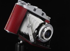 Agfa Isolette III f4.5 Solinar - NEW RED Leatherette & Light Grey Bellows