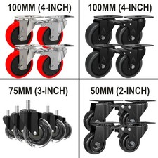 Set of 4 Heavy Duty Swivel Castor Wheels 50mm 75mm 100mm for Trolley & Furniture