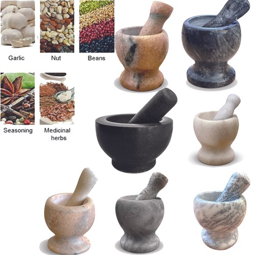 Pestle and mortar set granite - pestle,