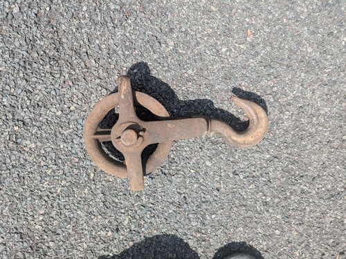 Vintage metal pulley - vintage,