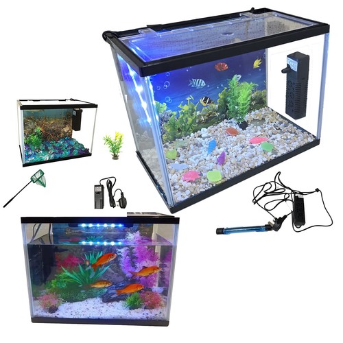New led glass aquarium - glass, fish