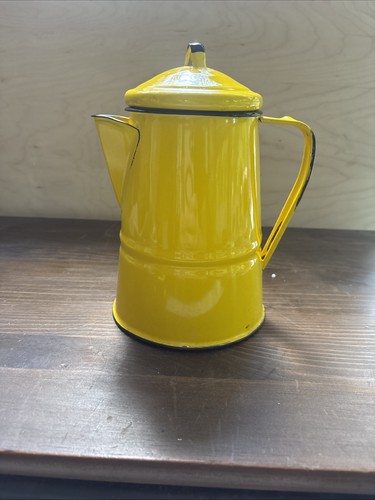 Vintage yellow black enamel - yellow,