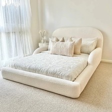 Boucle Upholstered  Kids Bed Frame – Teddy Fabric – Optional Mattress – All Size