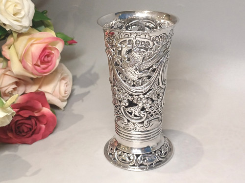 Antique sterling silver vase - antique,